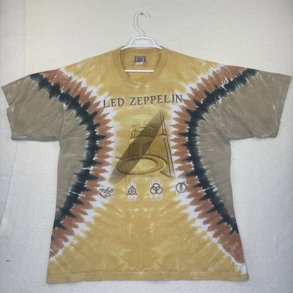 Led Zeppelin Tie Dye Single Stitch SHIRT Made in USA Liquid Blue XL 2003 Vtg